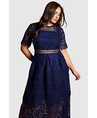 Coast Women's Short Sleeve Lace Midi Dress