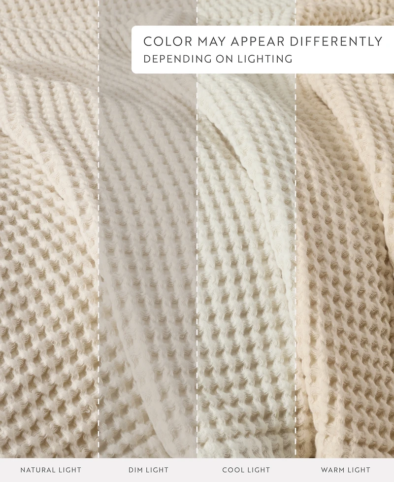 ienjoy Home Waffle Weave Cotton Blanket, Twin/Twin Xl