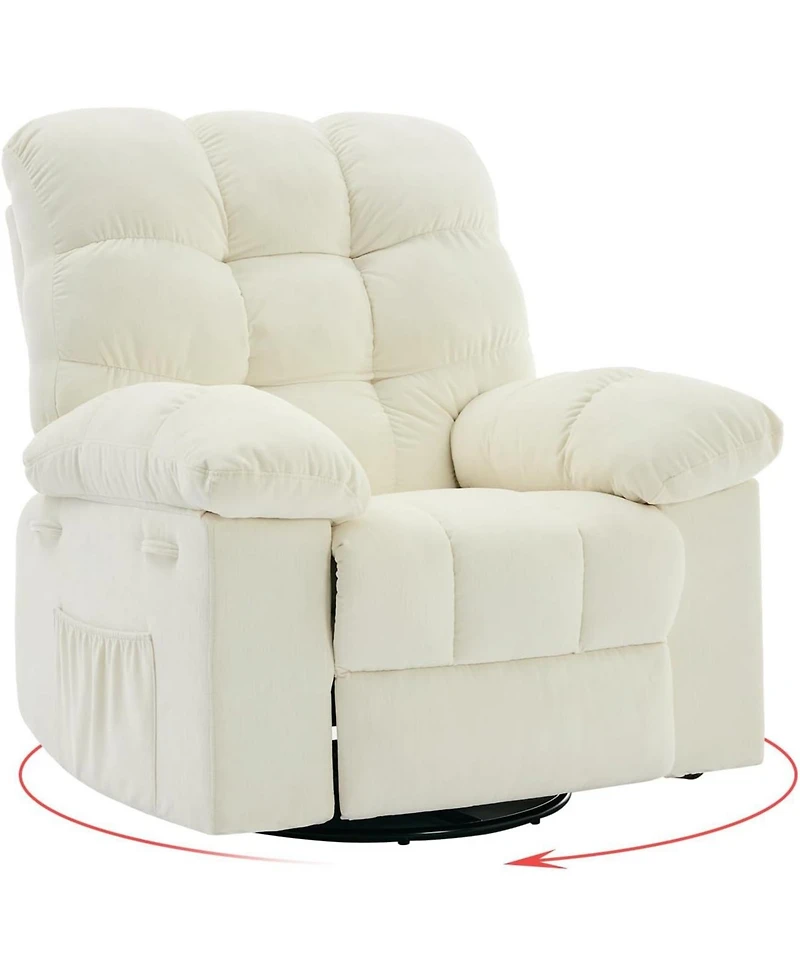 gaomon Rocking Recliner Chair,360 Swivel,30 Rocking,135 Tilt,Chenille Upholstery,Q235 Steel Frame Glider Nursery Chair for Small Spaces