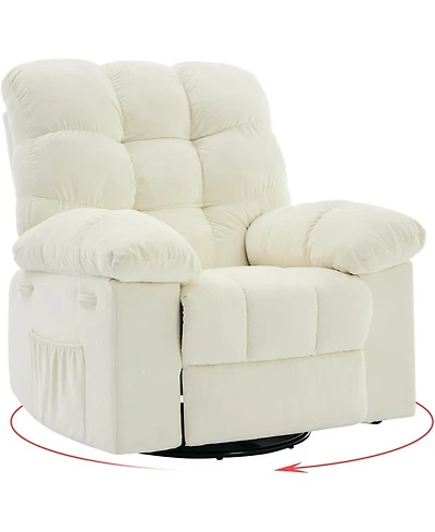 gaomon Rocking Recliner Chair,360 Swivel,30 Rocking,135 Tilt,Chenille Upholstery,Q235 Steel Frame Glider Nursery Chair for Small Spaces
