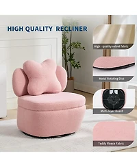 gaomon Teddy Velvet Swivel Accent Chair with Storage,360 Rotating Barrel Chair with Star Pillow,Upholstered Comfy Single Sofa Chair for Living Room