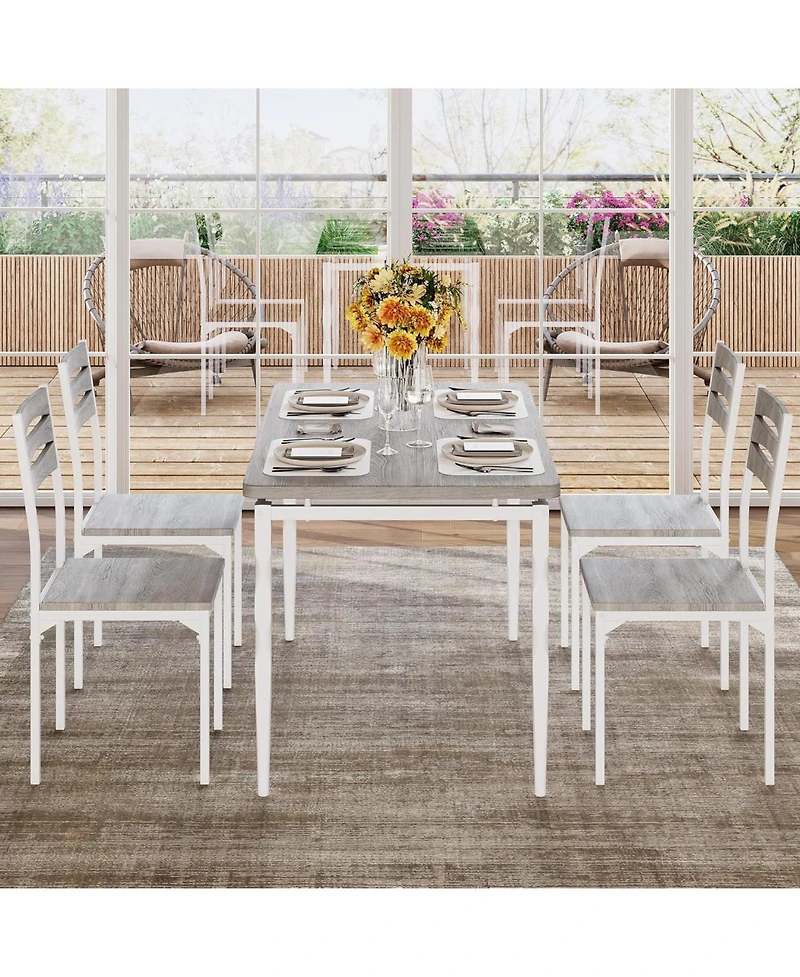 gaomon 5 Piece Dining Table Set, Industrial Style Dining Table and Chairs Set for 4, Kitchen Table Set for Dining Room