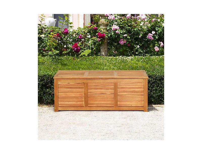 sumyeg 46 Gallon Acacia Wood Storage Bench Box for Patio Garden Deck