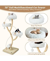 Cozito Cat Tree 70 in 4-Layer Tower with 3 Perches Dangling Balls