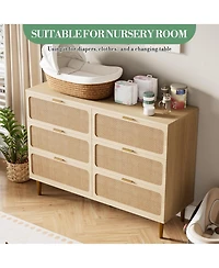 gaomon Rattan 6-Drawer Dresser