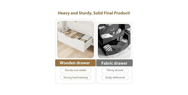 gaomon 7 Dresser for Bedroom, Wide Dresser, Freestanding Horizontal Drawer with Storage