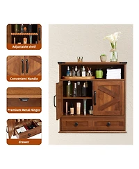 Homfan Farmhouse Wall Cabinet with Barn Doors and Adjustable Shelf, 25 Wide Bathroom Storage Organizer for Bath, Laundry Entryway