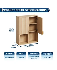 homfan Fluted Bathroom Wall Cabinet with Adjustable Shelf and Soft Close Hinges, Over Toilet Storage Organizer for Bathroom Spaces