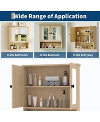 Homfan Mirrored Bathroom Wall Cabinet with Adjustable Shelf, 22.2 x 5.1 23 Over Toilet Storage Organizer for Spaces