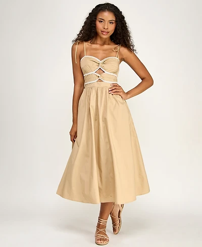 Seni & Cade Juniors' Tie Shoulder Twisted Front Midi Dress