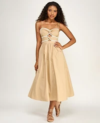 Seni & Cade Juniors' Tie Shoulder Twisted Front Midi Dress