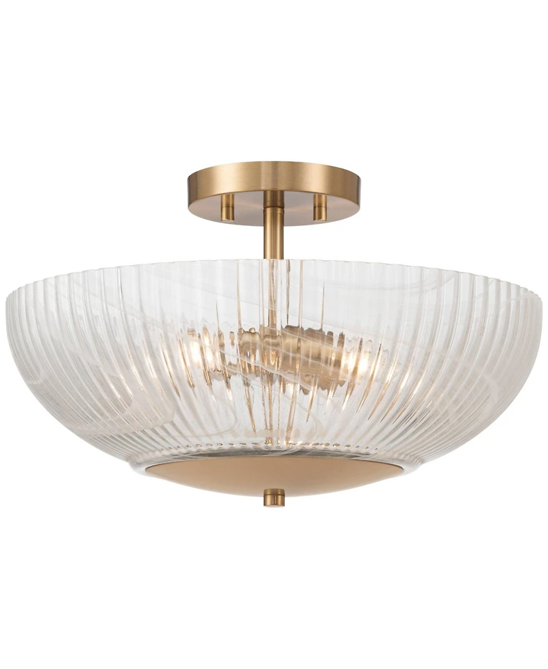 Possini Euro Design Molini Wide Warm Brass Bowl 3-Light Ceiling Light