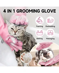 Aronkl 2 Piece Pet Bathing Kit with Washing Gloves and Quick Drying Towel