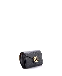 Pre-Owned Gucci Mini Gg Marmont Chain Wallet Matelasse Leather