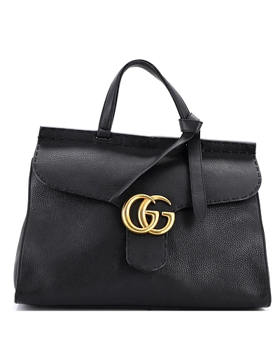 Pre-Owned Gucci Medium Gg Marmont Top Handle Bag Leather