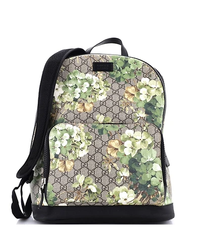 Pre-Owned Gucci Medium Zip Pocket Backpack Blooms Print Gg Coated Canvas