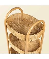 Con Handcrafted Rattan Craft Utility Cart Trolley