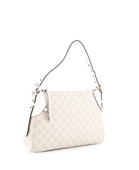 Pre-Owned Gucci Medium Emblem Shoulder Bag Gg Coated Canvas with Leather