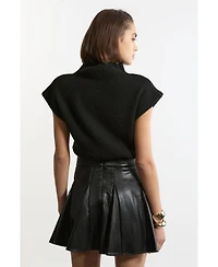 Karen Millen Women's Faux Leather Flippy Mini Skirt