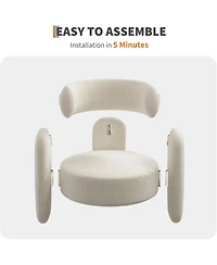 gaomon Chenille Accent Chair Mid-Century Upholstered Living Room Chair Cozy Round Armrest Chair with Back Round Corner Side Sitting Lounge Armchair