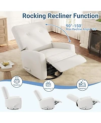 gaomon Nursery Recliner Chair,360 Swivel Rocking Glider Chair for Adults with Adjustable Backrest and Footrest,Cozy Linen Upholstered Armchair