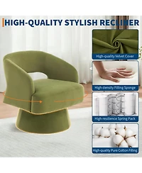 gaomon Modern Swivel Barrel Accent Chair, Upholstered Armchair with Striped Backrest and Plush Padding, Comfy Round Lounge Chair