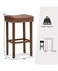 Gymax 4PCS 29.5'' Bar Stool Set Counter Height Saddle Stools w/ Rubber Wood Frame