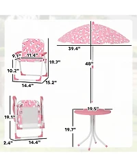 Qaba Kids Picnic Table with 2 Folding Chairs and Umbrella,