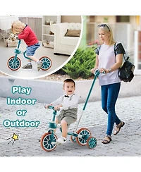 Kids Trike Bike 4-in-1 with Push Handle and Height-Adjustable Seat for Growing