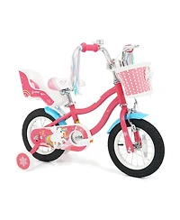 Slickblue Girls Kids Bike with Doll Seat and Safety Training Wheels
