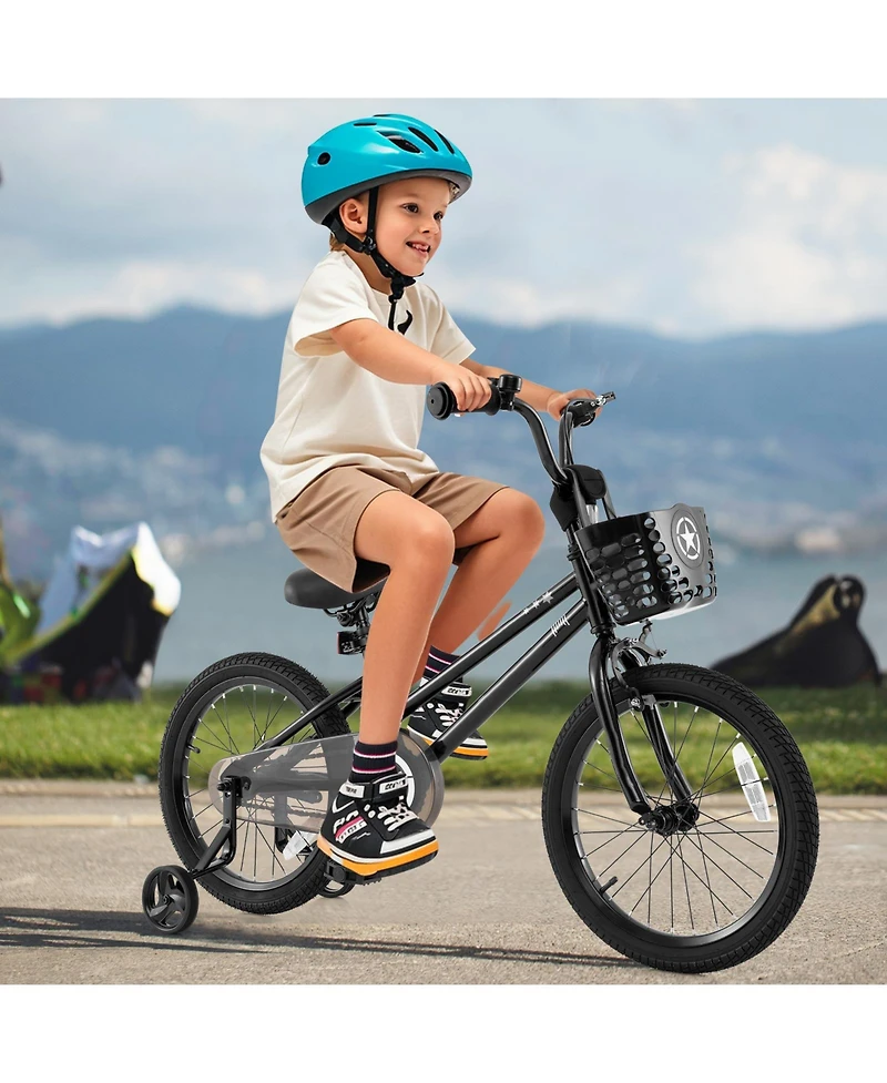 Slickblue Children's Bike with Training Wheels and Basket