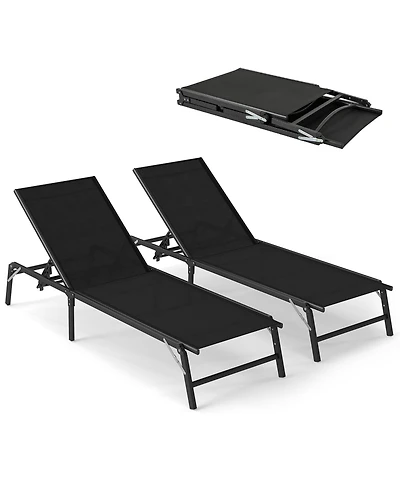 Slickblue Chaise Lounge Chair Set of 2 Foldable Patio Lounge Chairs