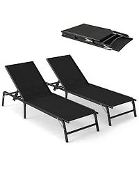 Slickblue Chaise Lounge Chair Set of 2 Foldable Patio Lounge Chairs