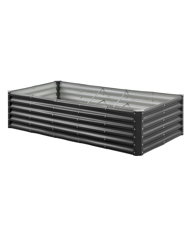 Gouun Deep Root Metal Raised Garden Bed, Galvanized Planter Box with Reinforcement Bars