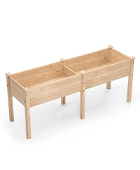 Gouun Elevated Fir Wood Garden Bed with Drainage Holes in Standing Planter Box