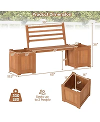 Gouun Hardwood Planter Box with Bench and Backrest, Garden Seating Set