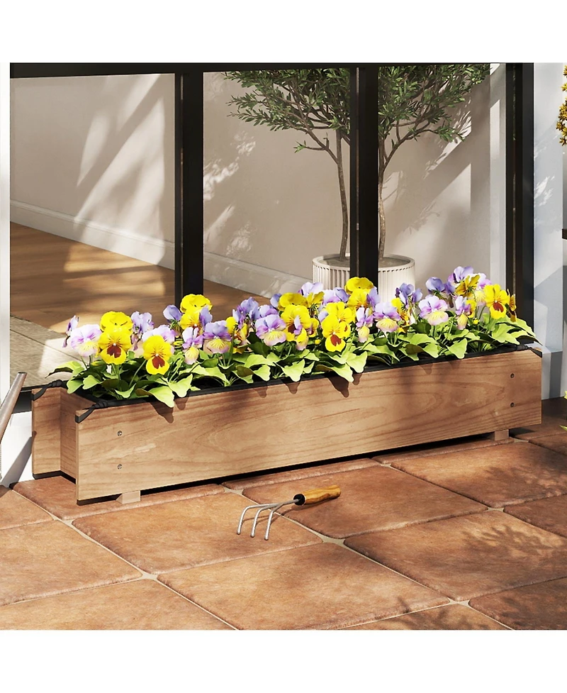 Gouun Pine Wood Window Planter Box with Drainage Holes, Garden Bed