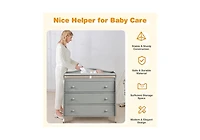 Gouun Baby Changing Table with 3 Storage Drawers and Safety Belt
