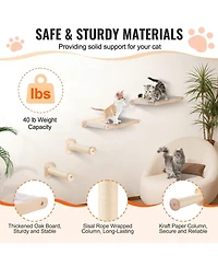 Gouun Wall Mounted Cat Shelves and Perches Set of 4 with Hammocks and Jumping Posts