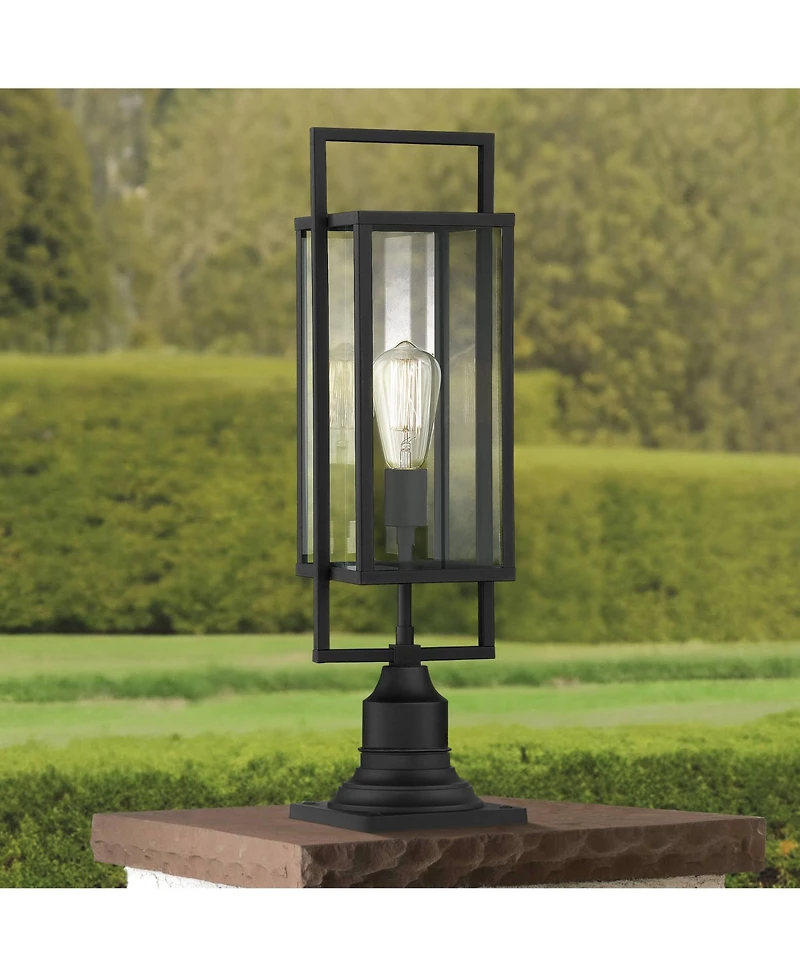 Possini Euro Design Jericho Modern Outdoor Post Light Textured Clear Glass Panel for Exterior Barn Deck House Porch Yard Patio Home Outside