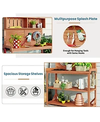 sumyeg 65" Large Wooden Farmhouse Rustic Outdoor Potting Bench Table, Patio Workstation, Garden