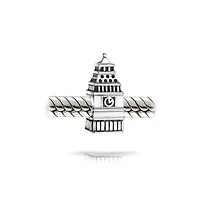 Bling Jewelry Travel Land mark London Big Ben Clock Charm Bead Sterling Silver for Bracelet