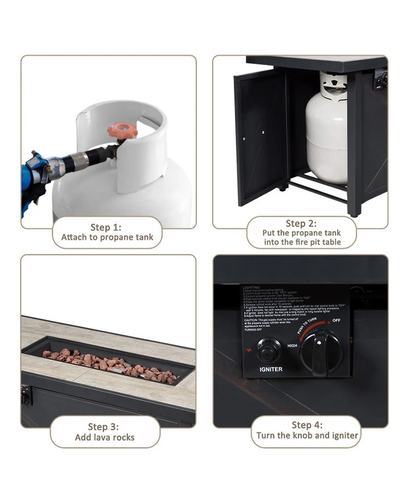 Gouun 9-Piece Outdoor Sectional Sofa Set with 42 inch Propane Fire Pit Table