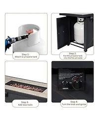 Gouun 9-Piece Outdoor Sectional Sofa Set with 42 inch Propane Fire Pit Table