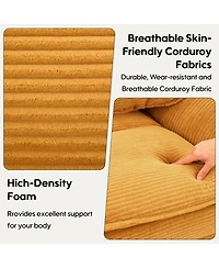 Rainsken Modern 84" Corduroy Upholstered Sofa, Comfy Deep Seat Loveseat Sofa with 2 Pillows for Home Office and Living Room