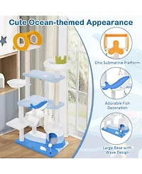Cozito Cat Tree Ocean-Themed Multi-Level Tower with Sisal Posts