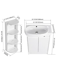 Sillysis 23 Inch Bathroom Vanity with Sink and Storage Rack, Modern Freestanding Plywood Cabinet, Soft Close Doors for Small Spaces
