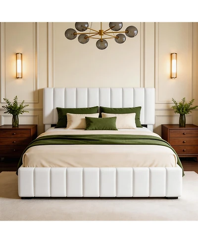 Homfan Bed Frame with 4 Storage Drawers, Adjustable Height Headboard