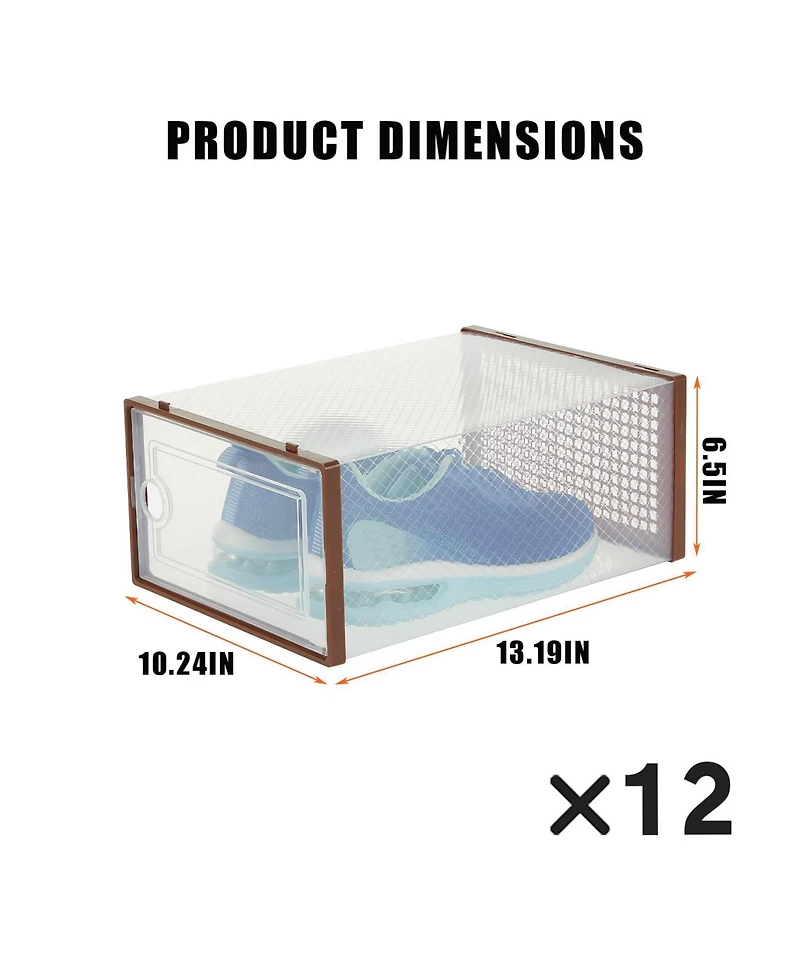 Homfan Clear Plastic Shoe Storage Boxes with Lids, Stackable Ventilated Organizer Bins for Closet, Under Bed and Living Room