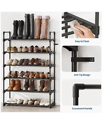 Homfan Slim Shoe Rack with Metal Frame and Fabric Shelves, Adjustable Shoe Storage Organizer for Entryway, Bedroom